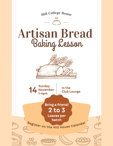 Artisan Bread Baking - November 14 from 1 to 4pm